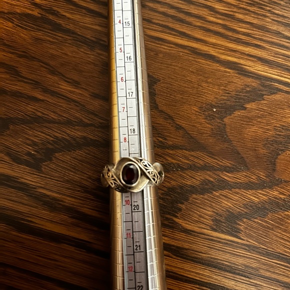 Sterling Silver Garnet Ring Size 9 - Picture 2 of 3